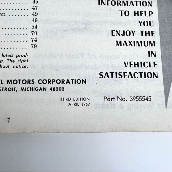 1969 Chevrolet Camaro Chevelle Nova Owner's Manual 3rd Edition - Picture 6 of 8